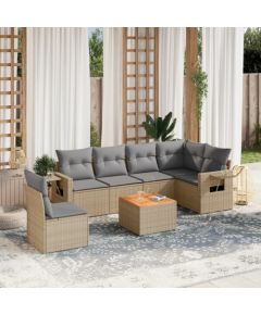 vidaXL 7-częsciowy zestaw mebli ogrodowych z poduszkami, mieszany beż Dārza mēbeļu komplekti