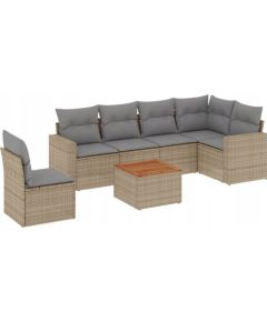 vidaXL 7-częsciowy zestaw mebli ogrodowych z poduszkami, mieszany beż Dārza mēbeļu komplekti