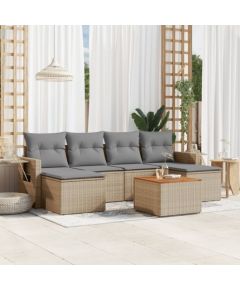 vidaXL 7-częsciowy zestaw mebli ogrodowych z poduszkami, mieszany beż Dārza mēbeļu komplekti