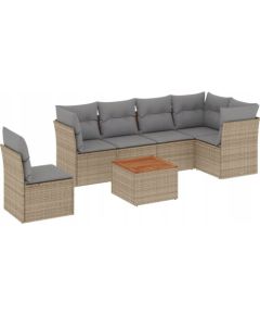 vidaXL 7-częsciowy zestaw mebli ogrodowych z poduszkami, mieszany beż Dārza mēbeļu komplekti