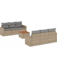 vidaXL 7-częsciowy zestaw mebli ogrodowych z poduszkami, mieszany beż Dārza mēbeļu komplekti