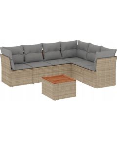 vidaXL 7-częsciowy zestaw mebli ogrodowych z poduszkami, mieszany beż Dārza mēbeļu komplekti