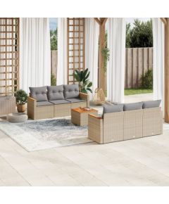 vidaXL 7-częsciowy zestaw mebli ogrodowych z poduszkami, mieszany beż Dārza mēbeļu komplekti