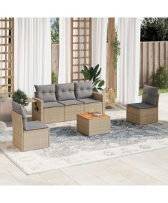 vidaXL 6-częsciowy zestaw mebli ogrodowych z poduszkami, mieszany beż Dārza mēbeļu komplekti