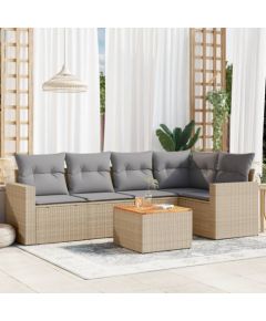 vidaXL 6-częsciowy zestaw mebli ogrodowych z poduszkami, mieszany beż Dārza mēbeļu komplekti