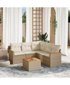 vidaXL 6-częsciowy zestaw mebli ogrodowych z poduszkami, beżowy, polirattan Dārza mēbeļu komplekti