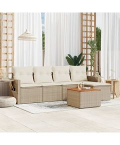 vidaXL 6-częsciowy zestaw mebli ogrodowych z poduszkami, beżowy, polirattan Dārza mēbeļu komplekti