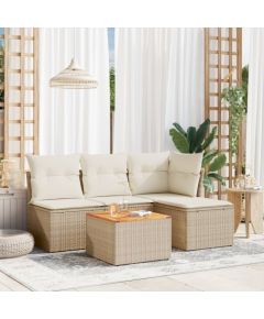 vidaXL 5-częsciowy zestaw mebli ogrodowych z poduszkami, beżowy, polirattan Dārza mēbeļu komplekti