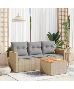 vidaXL 4-częsciowy zestaw mebli ogrodowych z poduszkami, mieszany beż Dārza mēbeļu komplekti