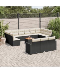 vidaXL 14-częsciowy zestaw wypoczynkowy do ogrodu, poduszki czarny rattan PE Dārza mēbeļu komplekti