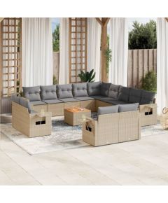 vidaXL 14-częsciowy zestaw mebli ogrodowych z poduszkami, mieszany beż Dārza mēbeļu komplekti