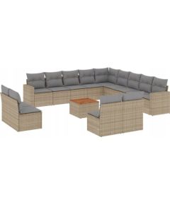 vidaXL 14-częsciowy zestaw mebli ogrodowych z poduszkami, mieszany beż Dārza mēbeļu komplekti