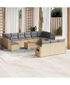 vidaXL 14-częsciowy zestaw mebli ogrodowych z poduszkami, mieszany beż Dārza mēbeļu komplekti