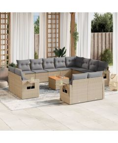 vidaXL 13-częsciowy zestaw mebli ogrodowych z poduszkami, mieszany beż Dārza mēbeļu komplekti