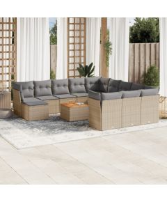 vidaXL 13-częsciowy zestaw mebli ogrodowych z poduszkami, mieszany beż Dārza mēbeļu komplekti