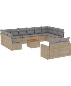 vidaXL 13-częsciowy zestaw mebli ogrodowych z poduszkami, mieszany beż Dārza mēbeļu komplekti