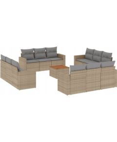 vidaXL 13-częsciowy zestaw mebli ogrodowych z poduszkami, mieszany beż Dārza mēbeļu komplekti