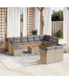 vidaXL 13-częsciowy zestaw mebli ogrodowych z poduszkami, mieszany beż Dārza mēbeļu komplekti