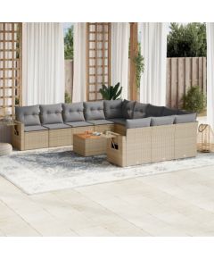 vidaXL 12-częsciowy zestaw mebli ogrodowych z poduszkami, mieszany beż Dārza mēbeļu komplekti