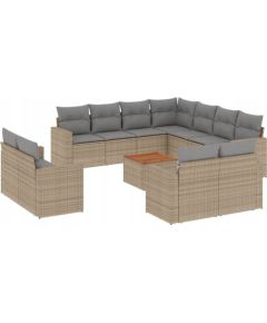 vidaXL 12-częsciowy zestaw mebli ogrodowych z poduszkami, mieszany beż Dārza mēbeļu komplekti