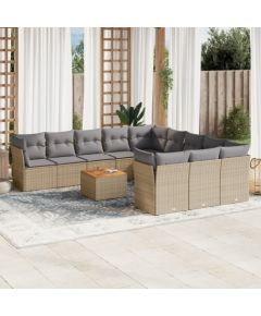 vidaXL 12-częsciowy zestaw mebli ogrodowych z poduszkami, mieszany beż Dārza mēbeļu komplekti