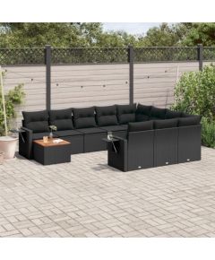 vidaXL 11-częsciowy zestaw wypoczynkowy do ogrodu, poduszki czarny rattan PE Dārza mēbeļu komplekti