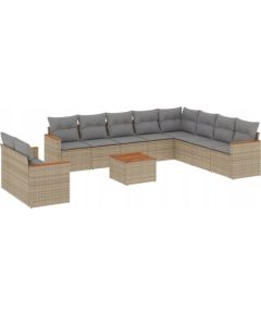 vidaXL 11-częsciowy zestaw mebli ogrodowych z poduszkami, mieszany beż Dārza mēbeļu komplekti