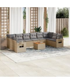 vidaXL 11-częsciowy zestaw mebli ogrodowych z poduszkami, mieszany beż Dārza mēbeļu komplekti