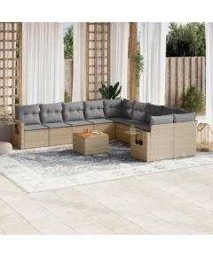 vidaXL 11-częsciowy zestaw mebli ogrodowych z poduszkami, mieszany beż Dārza mēbeļu komplekti