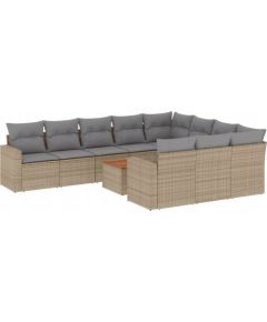 vidaXL 11-częsciowy zestaw mebli ogrodowych z poduszkami, mieszany beż Dārza mēbeļu komplekti