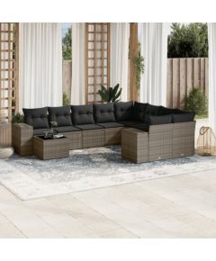 vidaXL 10-częsciowy zestaw wypoczynkowy do ogrodu, z poduszkami, szary Dārza mēbeļu komplekti