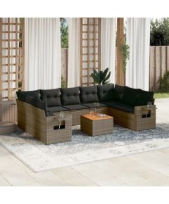 vidaXL 10-częsciowy zestaw wypoczynkowy do ogrodu, z poduszkami, szary Dārza mēbeļu komplekti