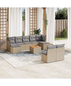 vidaXL 10-częsciowy zestaw mebli ogrodowych z poduszkami, mieszany beż Dārza mēbeļu komplekti