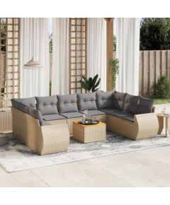 vidaXL 10-częsciowy zestaw mebli ogrodowych z poduszkami, beżowy, polirattan Dārza mēbeļu komplekti