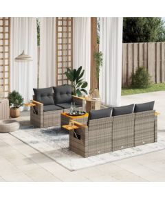 vidaXL vidaXL 6-cz. zestaw mebli ogrodowych z poduszkami, szary, polirattan Dārza mēbeļu komplekti