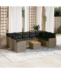 vidaXL vidaXL 10-cz. zestaw wypoczynkowy do ogrodu, z poduszkami, szary Dārza mēbeļu komplekti