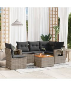 vidaXL vidaXL 6-cz. zestaw mebli ogrodowych z poduszkami, szary, polirattan Dārza mēbeļu komplekti