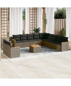 vidaXL vidaXL 12-cz. zestaw mebli ogrodowych z poduszkami, szary, polirattan Dārza mēbeļu komplekti