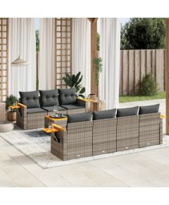 vidaXL vidaXL 8-cz. zestaw mebli ogrodowych z poduszkami, szary, polirattan Dārza mēbeļu komplekti