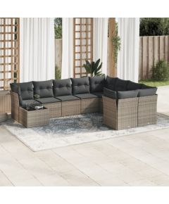 vidaXL 10-częściowy zestaw wypoczynkowy do ogrodu, z poduszkami, szary Dārza mēbeļu komplekti