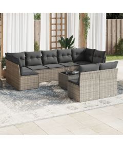 vidaXL 10-częściowy zestaw wypoczynkowy do ogrodu, z poduszkami, szary Dārza mēbeļu komplekti