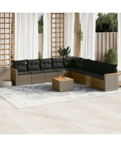 vidaXL vidaXL 10-cz. zestaw wypoczynkowy do ogrodu, z poduszkami, szary Dārza mēbeļu komplekti