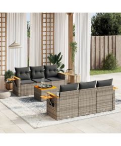 vidaXL vidaXL 7-cz. zestaw wypoczynkowy do ogrodu, z poduszkami, szary Dārza mēbeļu komplekti