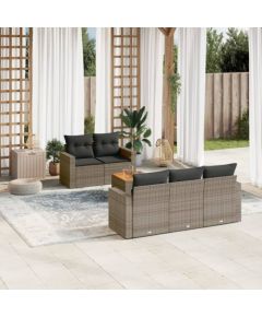 vidaXL 6-częściowy zestaw mebli ogrodowych z poduszkami, szary, polirattan Dārza mēbeļu komplekti