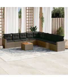 vidaXL 10-częściowy zestaw wypoczynkowy do ogrodu, z poduszkami, szary Dārza mēbeļu komplekti