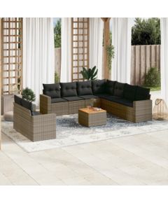 vidaXL 10-częściowy zestaw wypoczynkowy do ogrodu, z poduszkami, szary Dārza mēbeļu komplekti