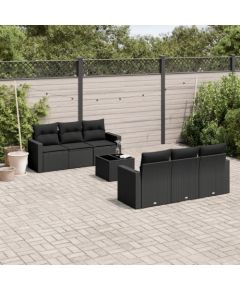 vidaXL 7-częściowy zestaw wypoczynkowy do ogrodu, z poduszkami, czarny Dārza mēbeļu komplekti