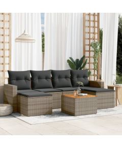 vidaXL 7-częściowy zestaw wypoczynkowy do ogrodu, z poduszkami, szary Dārza mēbeļu komplekti