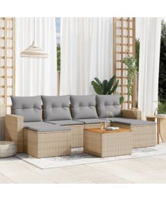 vidaXL 7-częściowy zestaw wypoczynkowy do ogrodu, z poduszkami, beżowy Dārza mēbeļu komplekti