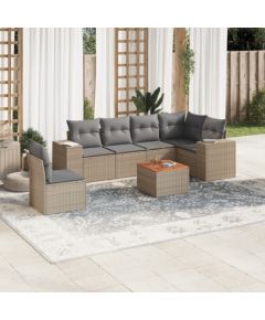 vidaXL 7-częściowy zestaw wypoczynkowy do ogrodu, z poduszkami, beżowy Dārza mēbeļu komplekti